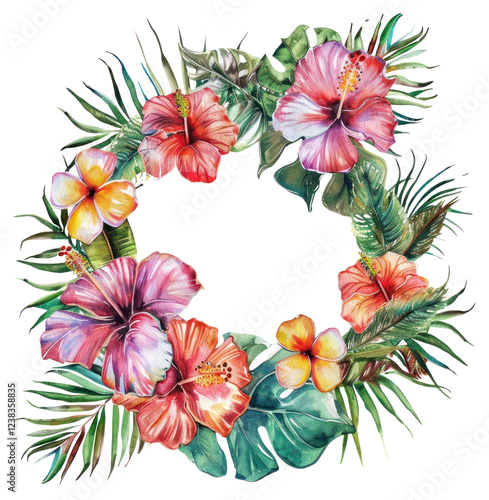 PNG Tropical floral wreath illustration photo