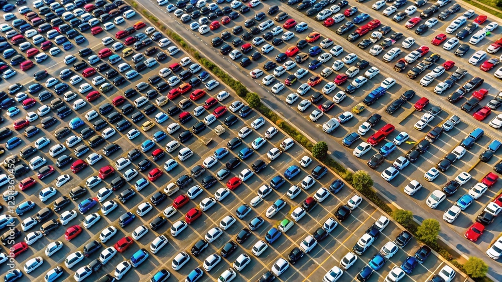 Fototapeta premium Aerial View of a Massive Parking Lot Filled with Vehicles