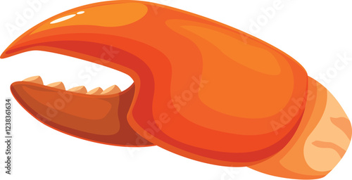 Single cooked crab claw isolated on white background, featuring orange shell and pincers, representing seafood cuisine