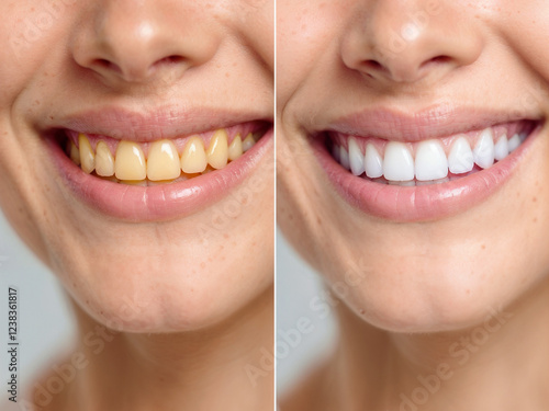 Teeth whitening shows before after results improving smile appearance and health