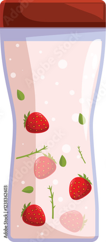 Sport bottle containing refreshing strawberry detox water with mint leaves, promoting hydration and well being