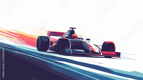 Racing car illustration. Formula one. Motorsport.	