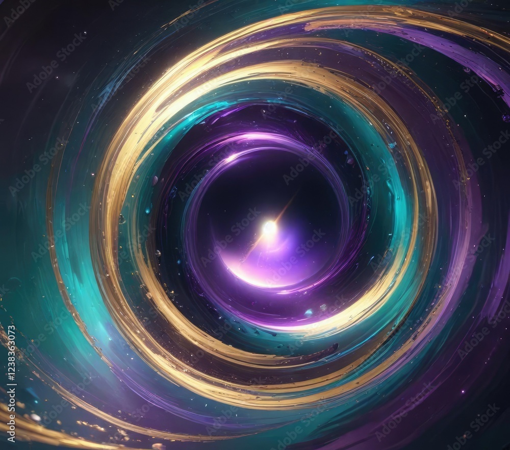 Teal gold and purple cosmosphere within a swirling vortex of iridescent energy, luminous whirlpool, glowing spirals, stellar surge Teal gold and purple cosmosphere within a swirling vortex of iridescent energy, luminous whirlpool, glowing spirals, stellar surge