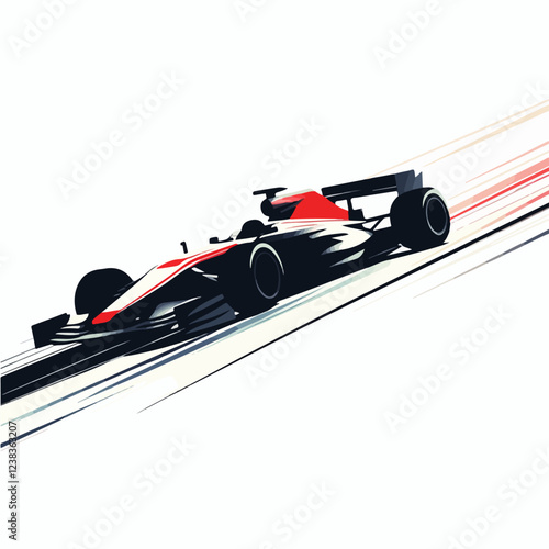 Racing car illustration. Formula one. Motorsport.	