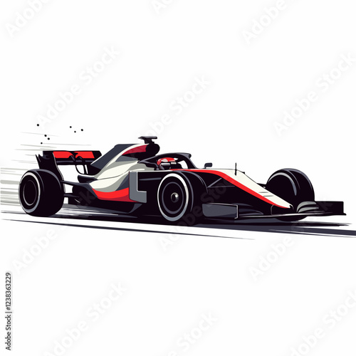 Racing car illustration. Formula one. Motorsport.	