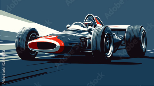 Racing car illustration. Formula one. Motorsport.	