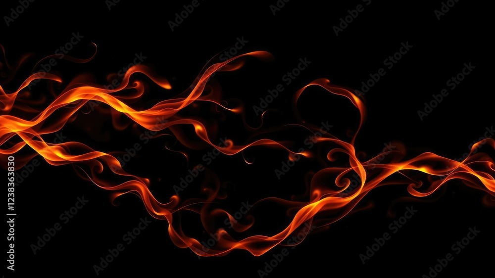 Tendrils of flame weave a mesmerizing pattern across the black expanse, motion, abstract Tendrils of flame weave a mesmerizing pattern across the black expanse, motion, abstract