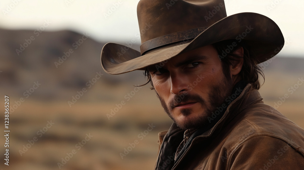Retrato de vaquero con sombrero Retrato de vaquero con sombrero