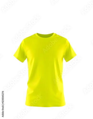  A neon yellow lightweight T-shirt, minimalist design, highly detailed fabric texture, isolated on white background