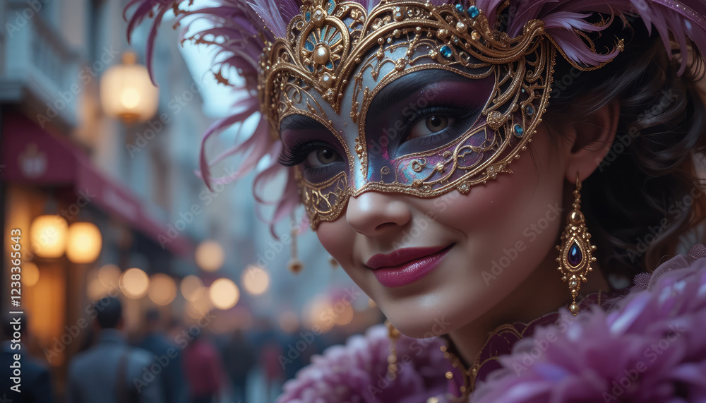 Venetian carnival mask, Portrait of beautiful woman with masquerade carnival mask on her face. Venetian carnival mask, Portrait of beautiful woman with masquerade carnival mask on her face.