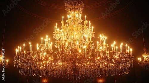 A Magnificent Crystal Chandelier Illuminates A Grand Room