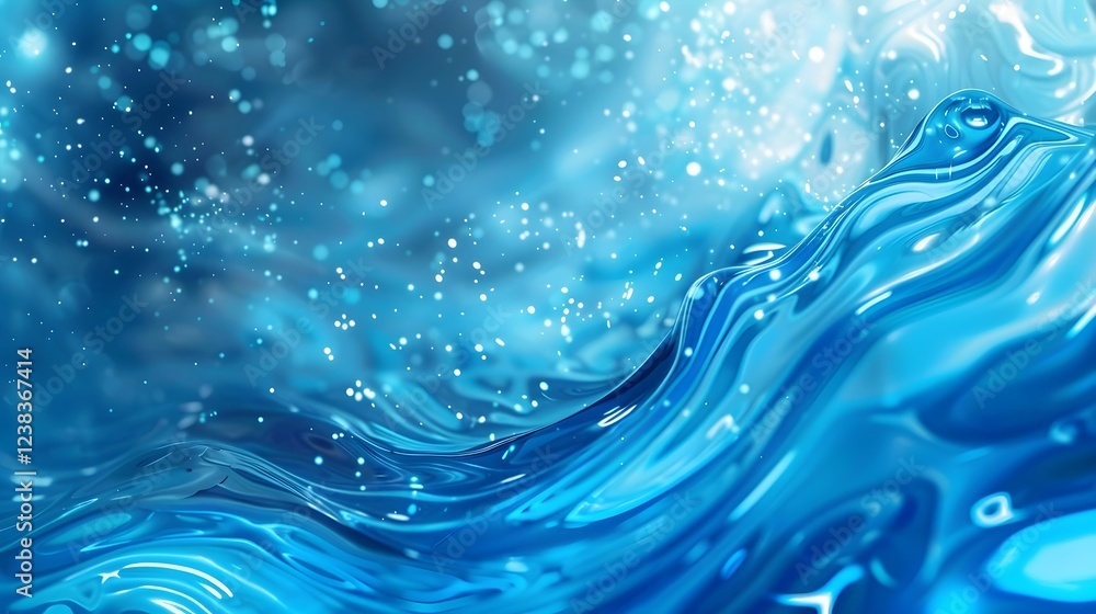 A blue wave with white bubbles and a splash of water A blue wave with white bubbles and a splash of water