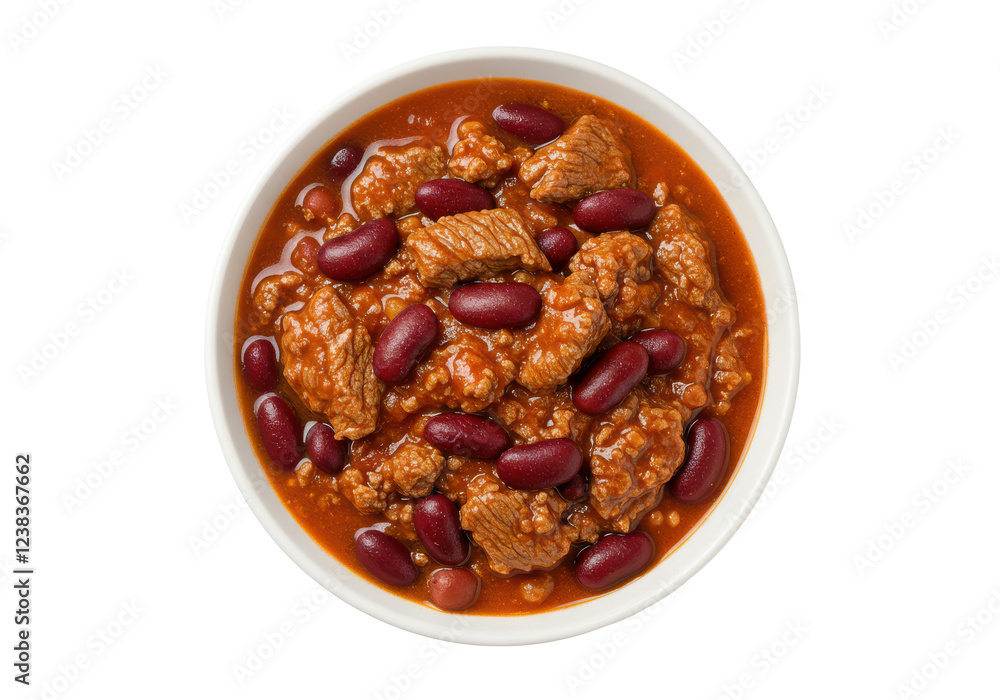 Chili con carne with beans isolated on white background Chili con carne with beans isolated on white background