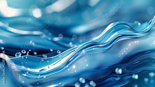A blue wave with many small water droplets