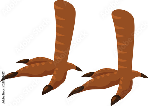 Pair of brown hen feet standing on white background