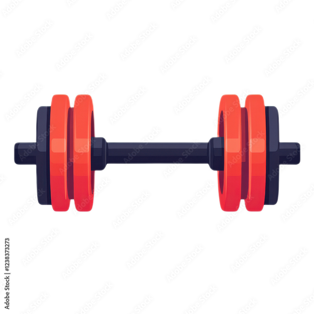 A vibrant, stylized dumbbell featuring bold orange weights on a dark handle, designed for strength training. A vibrant, stylized dumbbell featuring bold orange weights on a dark handle, designed for strength training.