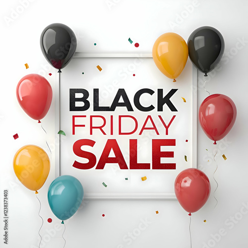 Black friday sale balloons festive celebration promotion offer discount advertising red blue deals
