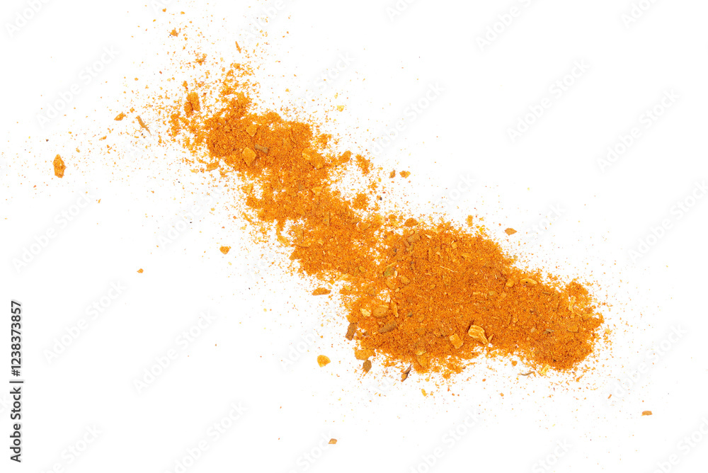 A pile of Mexican spice mix isolated on a white background A pile of Mexican spice mix isolated on a white background