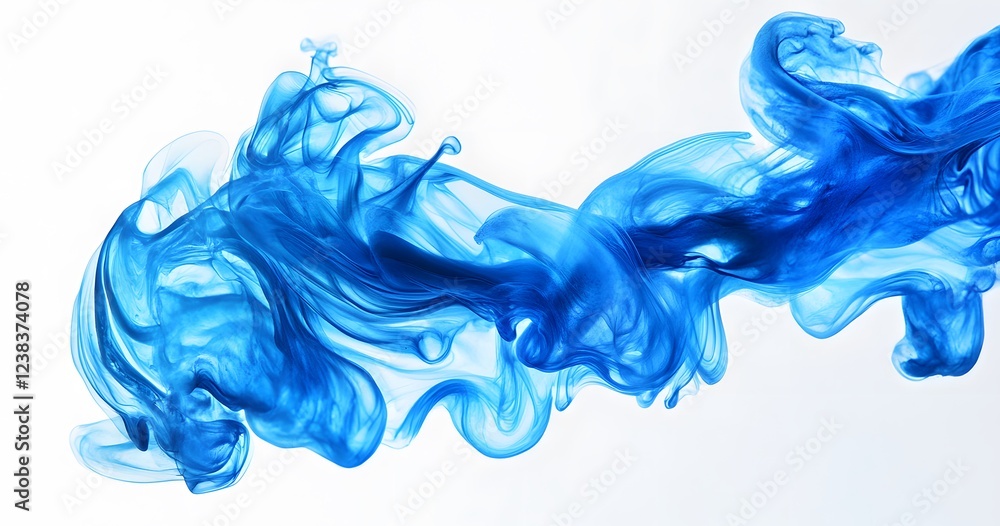 Fluid blue smoke on a white background, Abstract background, generated by Ai Fluid blue smoke on a white background, Abstract background, generated by Ai