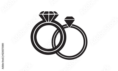 Engagement rings, wedding ring vector set, diamond icon Vector illustration of love and marriage symbols, perfect for wedding invitations, romantic designs, and jewelry branding