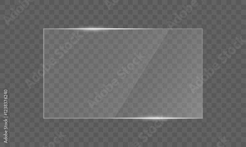 Glass reflect effect. Screen reflection illustration on a transparency grid background