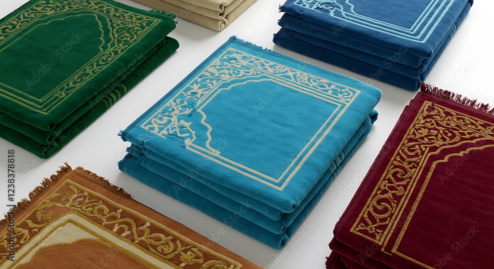 Fototapeta premium Soft Velvet Prayer Rugs Multicolor Set Islamic Decor