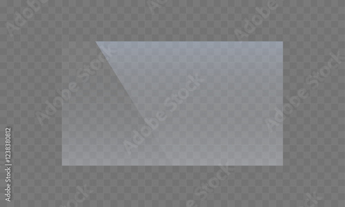 Shiny glass transparent plate. Screen reflection illustration on a transparency grid background