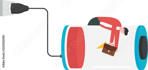 Business illustration of a businessman taking a nap on sofa. Laying, relaxing, recharge, resting concept

