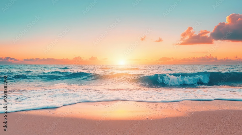 Sunset over ocean nature concept. A serene beach sunset with vibrant colors and gentle waves, capturing nature's beauty. Sunset over ocean nature concept. A serene beach sunset with vibrant colors and gentle waves, capturing nature's beauty.