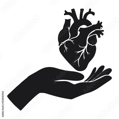 Hand Giving Shape to Heart Minimalist Heart and Hand Design Love and Care Symbol  Hand Holding Heart Silhouette