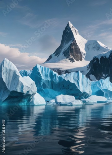 Wallpaper Mural Towering blue icebergs rising from the Arctic sea, frozen, icebergs Torontodigital.ca