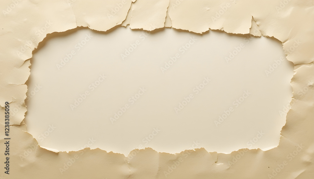Aged Cream-Colored Paper with Ripped Edges Creates a Blank Space Aged Cream-Colored Paper with Ripped Edges Creates a Blank Space