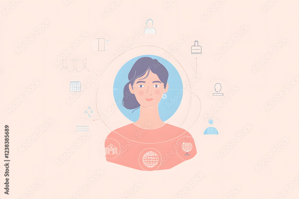 ネットワークを表す抽象的な人物のアイコン ネットワークを表す抽象的な人物のアイコン