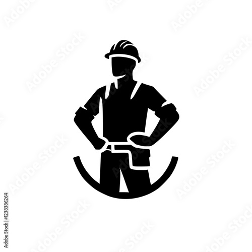 A Strong Silhouette of a Construction Worker: A Powerful Symbol of Industry and Labor
