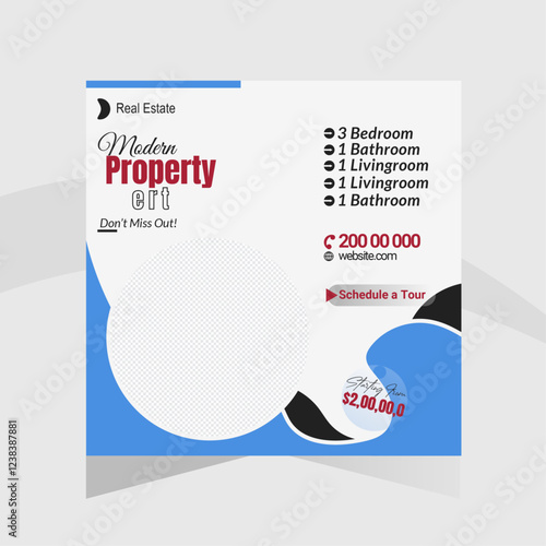 Minimal Real Estate Social Media Post Design Editable Templates for Property Promotion & Sales