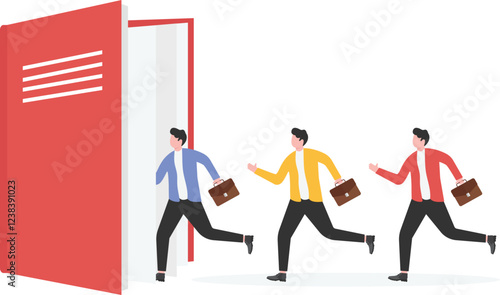 Vector illustration of a man opening a giant book, education, knowledge concept

