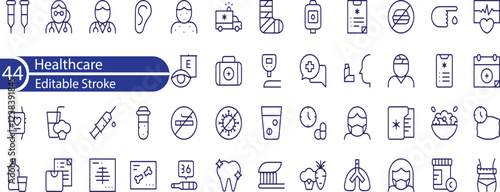 Healthcare Line Editable Icons set. Vector illustration in modern thin line style of medical icons. health, pediatrics, doctor, treatment, and more.