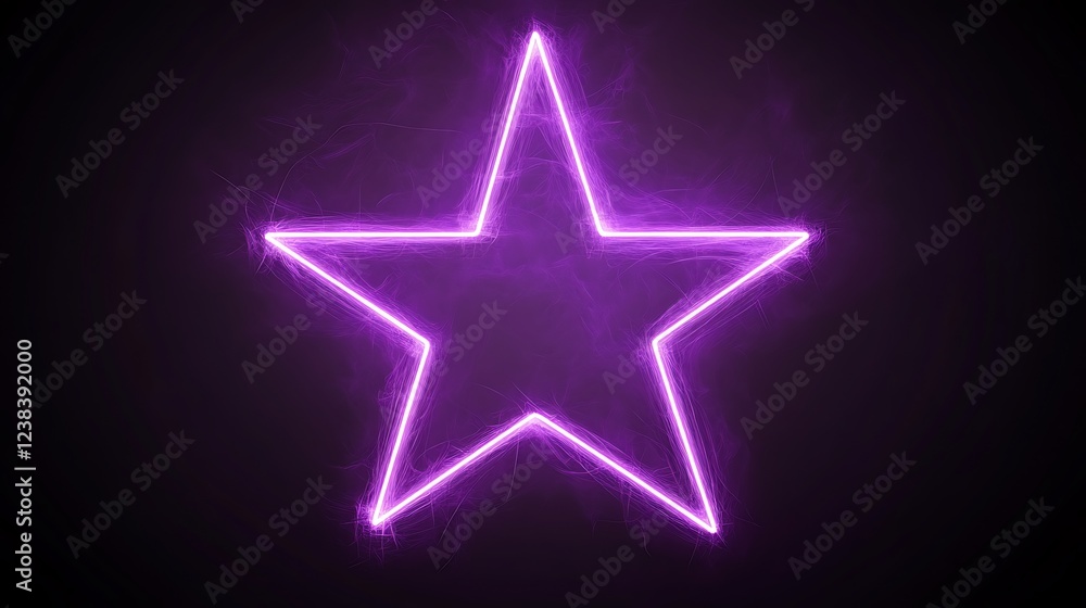Glowing Purple Neon Star Shape Abstract Art Glowing Purple Neon Star Shape Abstract Art