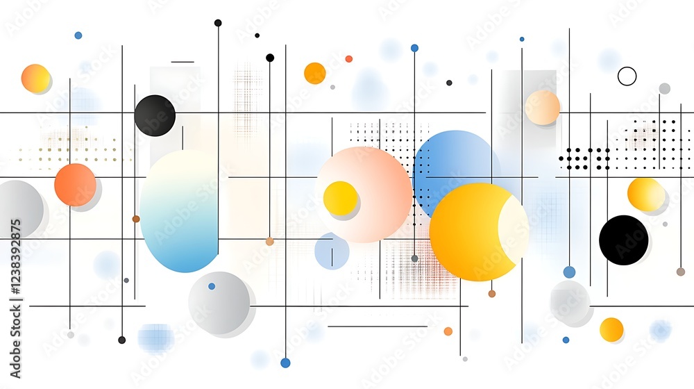 Abstract Geometric Background with Colorful Circles Lines and Dots Modern Design Abstract Geometric Background with Colorful Circles Lines and Dots Modern Design