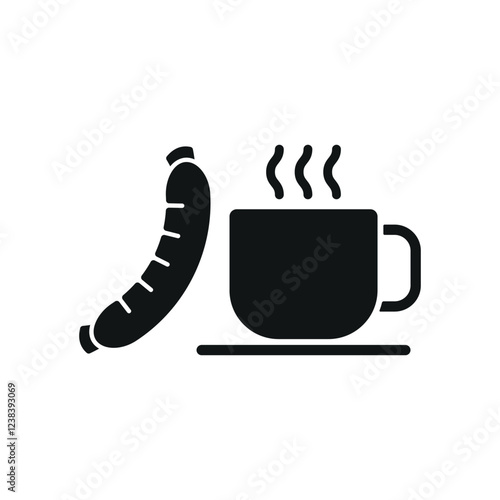 Coffee glass and sausage set icon represents a hearty meal pairing, perfect for café branding, breakfast menus, food truck promotions, and casual dining visuals.