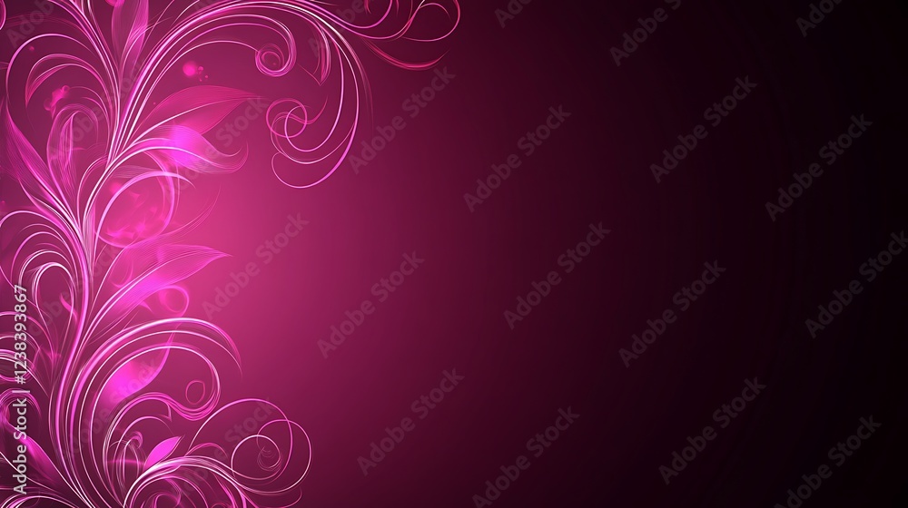 Pink Floral Design Background With Swirls and Curls Pink Floral Design Background With Swirls and Curls