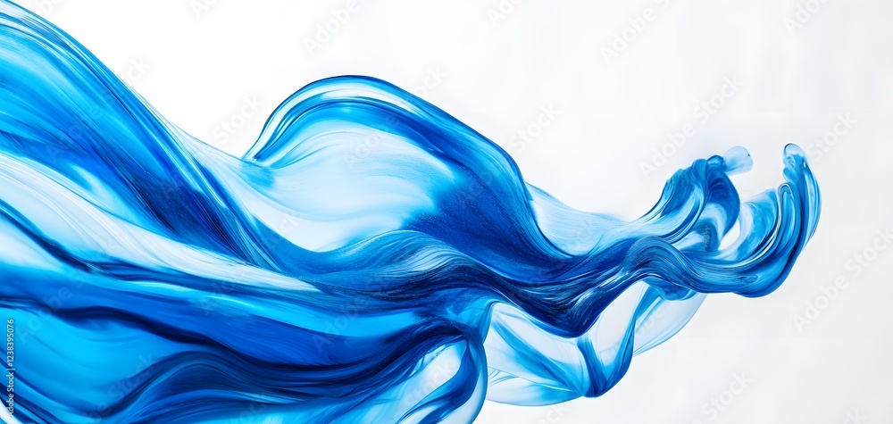 Vibrant and flowing color waves in blue against a white background, creates a visual effect, generative AI Vibrant and flowing color waves in blue against a white background, creates a visual effect, generative AI