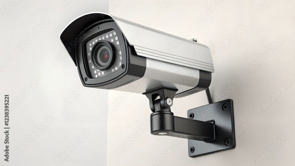 High-tech security camera mounted for enhanced safety in urban environments High-tech security camera mounted for enhanced safety in urban environments
