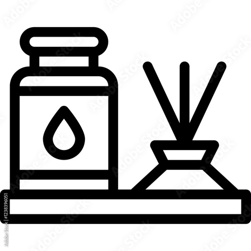 black essential oil bottle and diffuser clip art preview