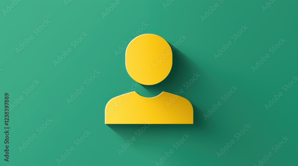 Bright green background with yellow person icon, a simple graphic for digital design and user representation Bright green background with yellow person icon, a simple graphic for digital design and user representation