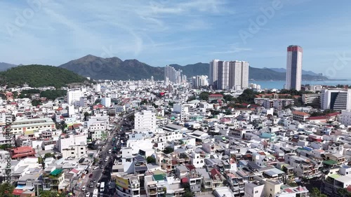 Drone Footage of Nha Trang City and Ocean in Vietnam photo