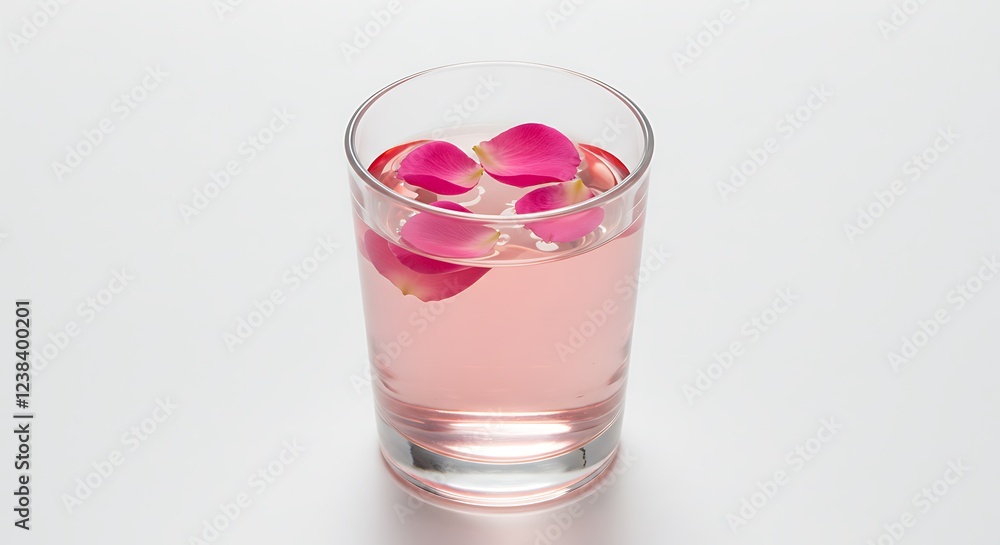 Refreshing Rose Petal Water Drink in Glass Refreshing Rose Petal Water Drink in Glass