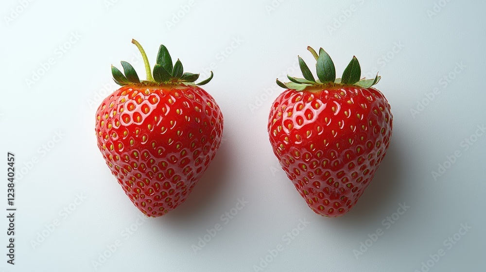 Two ripe red strawberries on white background Two ripe red strawberries on white background