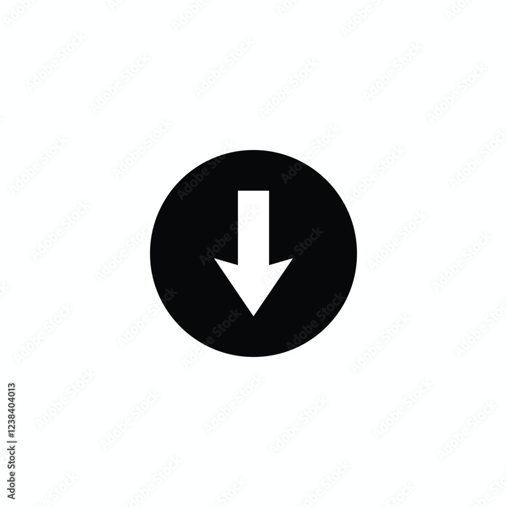 Down Arrow Icon – Minimal Vector Symbol for Navigation, UI/UX, Web & App Design, Directional Pointer, Scroll & Menu Button, Circular Indicator for Decline, Drop, Fall, Lower, Below & Under Graphics Down Arrow Icon – Minimal Vector Symbol for Navigation, UI/UX, Web & App Design, Directional Pointer, Scroll & Menu Button, Circular Indicator for Decline, Drop, Fall, Lower, Below & Under Graphics
