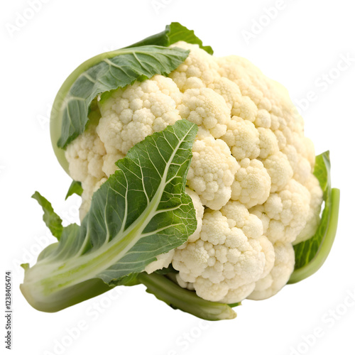 Fresh cauliflower vegetable close up studio shot isolated white green food on transparent background